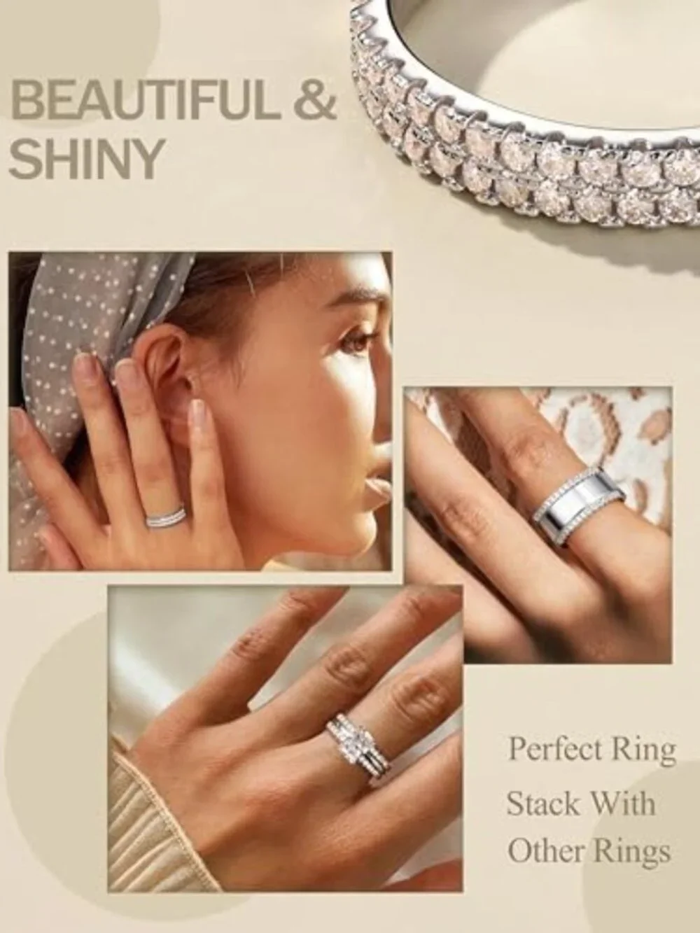 Elegant 2-Piece Moissanite Ring Set in 925 Sterling Silver, Sizes 4-10